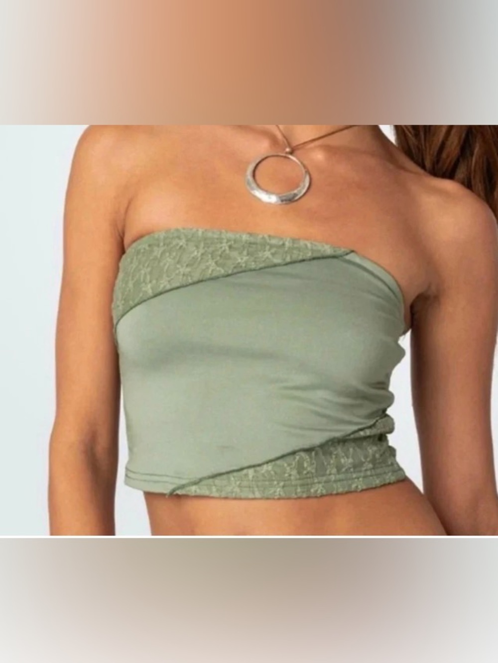 Edikted olive green crop tube top - SIZE S